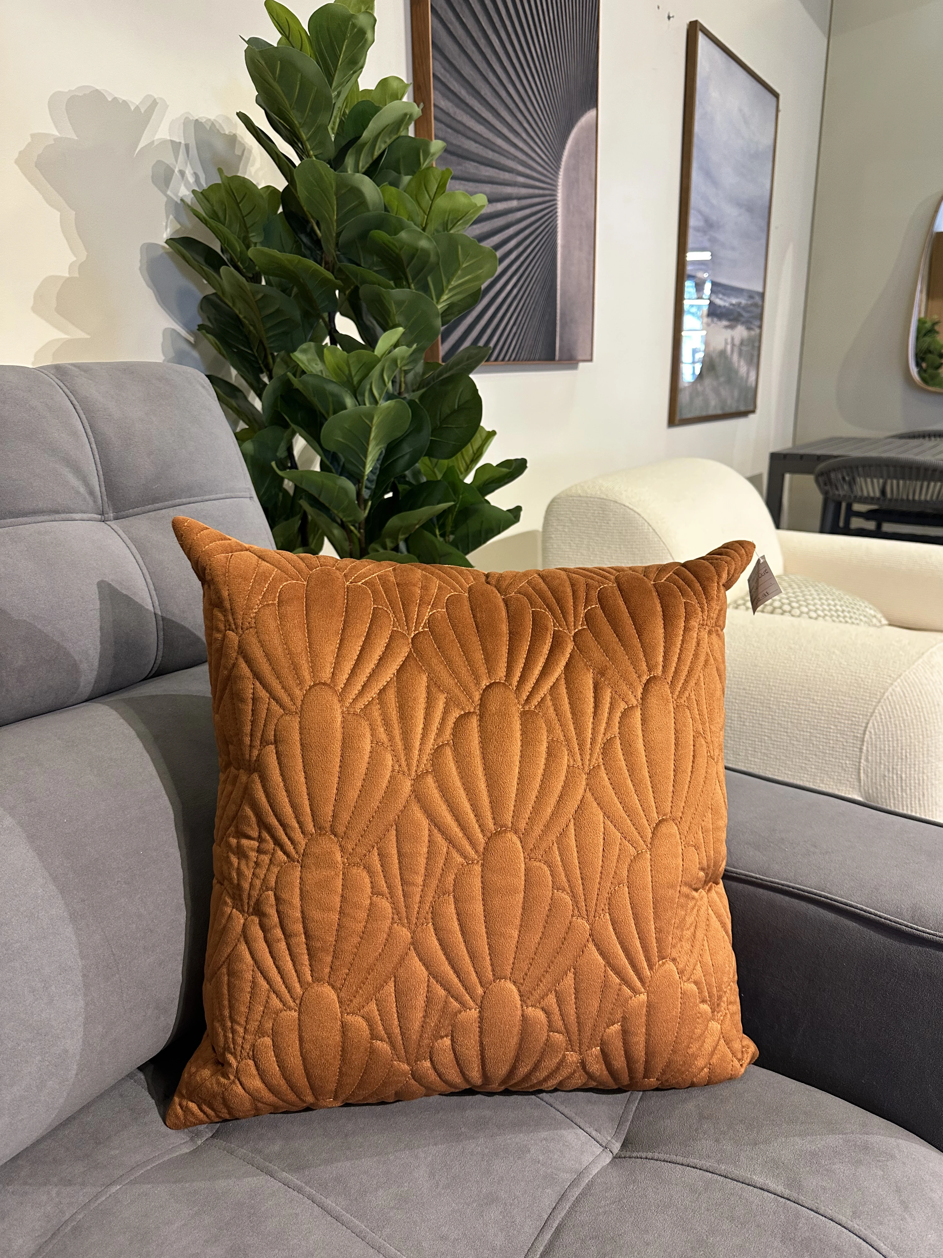 Almohada tela suede terracota-p