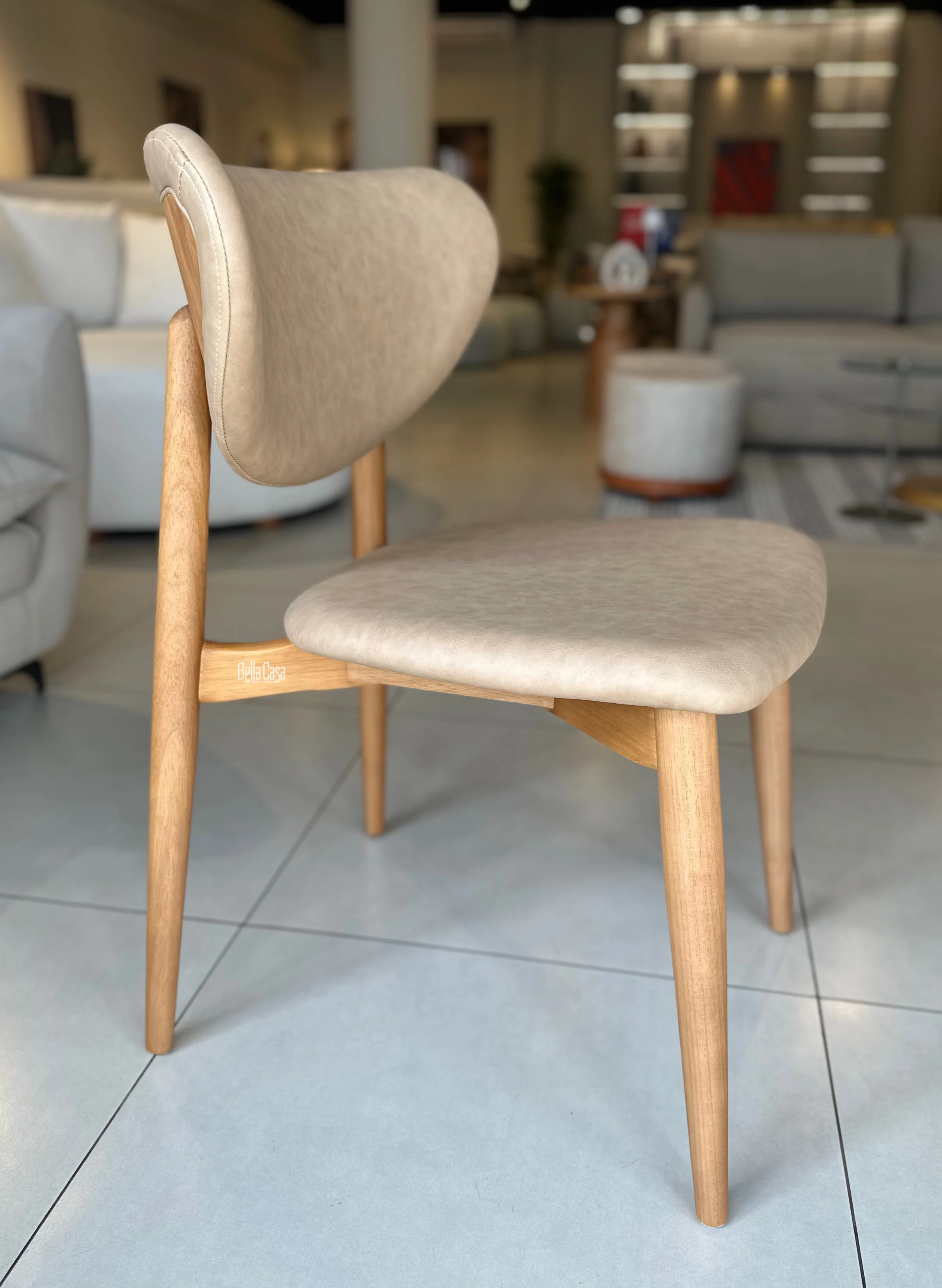 Silla Alegra en madera color almendra con eco cuero - Vista 3