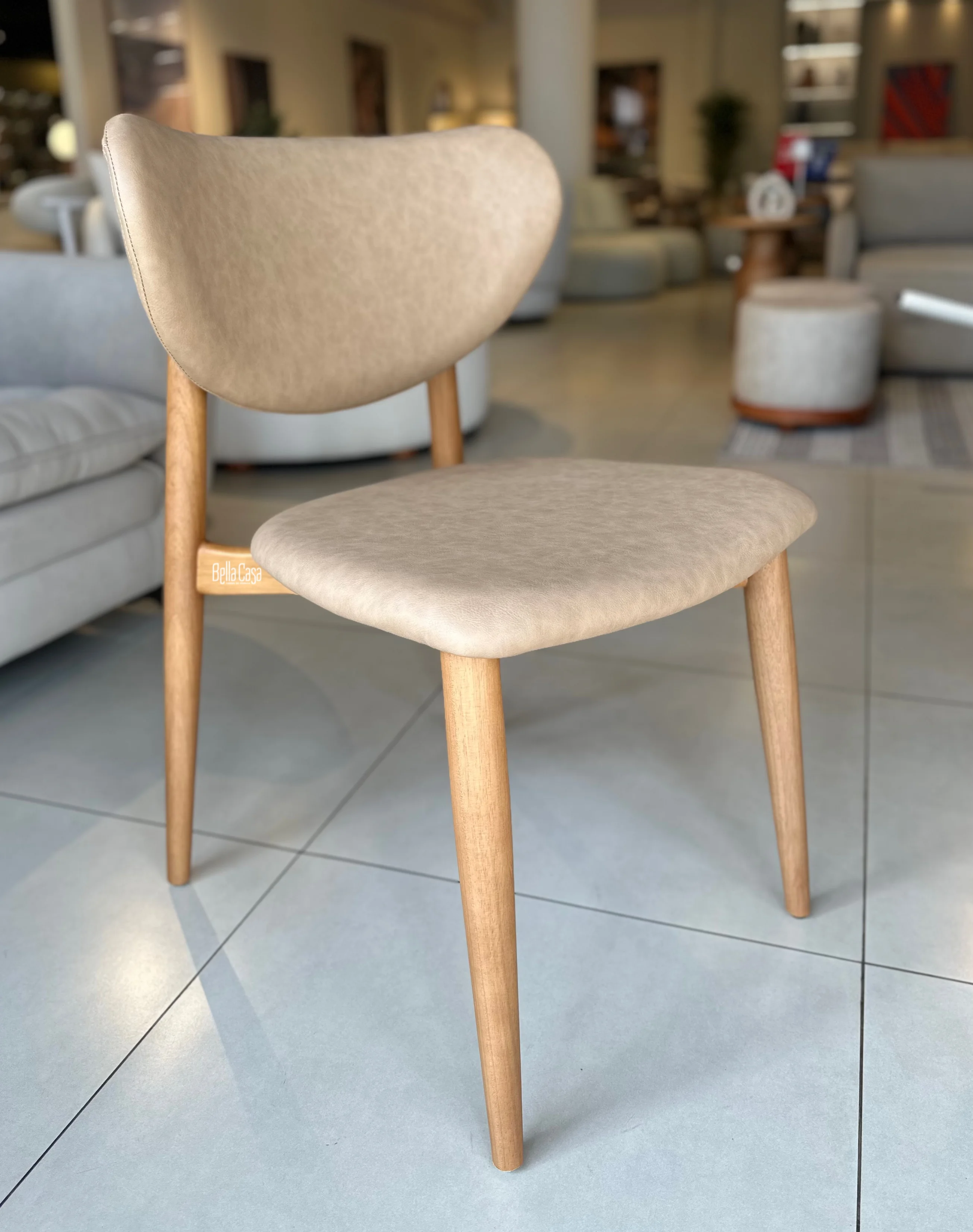 Silla Alegra en madera color almendra con eco cuero - Vista 4